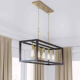 7965hdcvbdi Hampton Bay 34 Inch 5-light Gold Coastal Farmhouse Chandelier With Black Wood