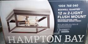8017hbbndi Hampton Bay Boswell Quarter 2-light Brushed Nickel Wood Flush Mount Farmhouse