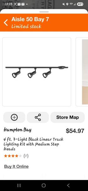 813860 Hampton Bay 3-light Linear Track Lighting Kit Black 4 Ft