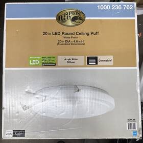 Hampton Bay 849489072142 20 Inch Led Flush Mount Ceiling Light 2200 Lumens 4000k Bright White New