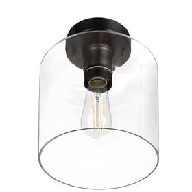 Hampton Bay 850005441199 Westbrook 8 In Matte Black Flush Mount Steel Glass