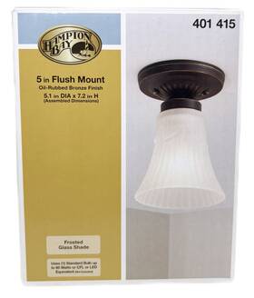 Hampton Bay 940500310510 5 Inch Flush Mount Oil Rubbed Bronze Finish Frosted Glass Shade 401 415