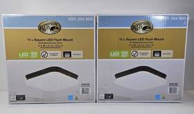 Hampton Bay 940500315898 Lot Of 2 Flush Mount Lights 11 Inch Square Led With Oil-rubbed Bronze
