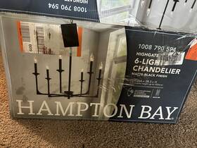 Hampton Bay 940500324210 Highgate 6-light Matte Black Farmhouse Chandelier