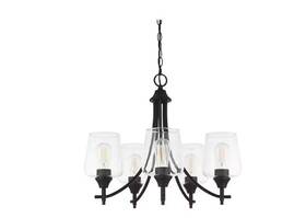 Hampton Bay 973182951443 Pavlen 23 Inch 5-light Black Chandelier With Clear Glass Shades