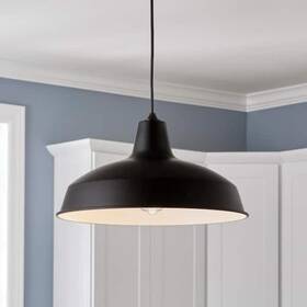 Af-1032r Hampton Bay Af-1032r/bk Black Warehouse Pendant Hanging Light With Metal Shade
