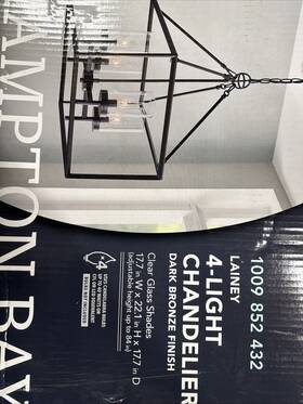 Bal-p100 Hampton Bay Lainey 4 Light Dark Bronze Large Pendant Chandelier