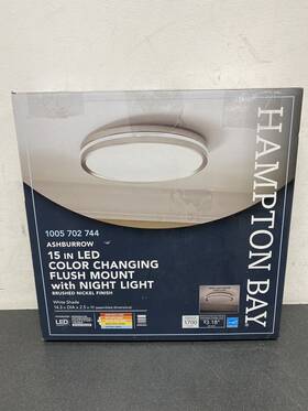 Ca9aa026fr1d25 Hampton Bay Ashburrow 15 Inch Led Flush Mount With Night Light