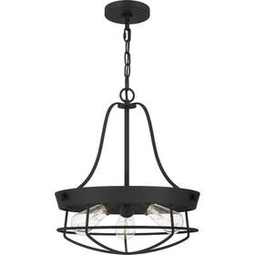 Dshd19522p Hampton Bay Southbourne 3-light Matte Black Pendant With Open Steel Cage Frame