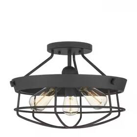 Dshd19522sf Hampton Bay Southbourne 15.5 Inch 3-light Matte Black Semi Flush Mount Light New