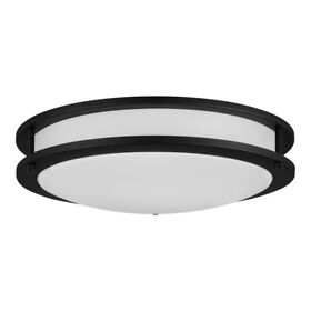 Hb3687-43 Hampton Bay Flaxmere 14 In. Matte Black Dimmable Flush Mount Ceiling Light