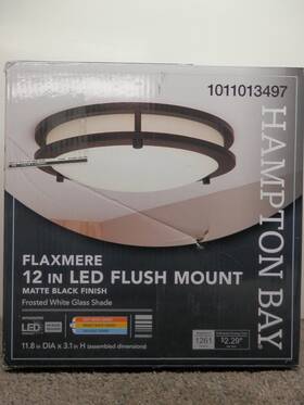 Hb1023c3cct-43 Hampton Bay Flaxmere 12 Inch Modern Matte Black 3 Cct Integrated Led Flush Mount