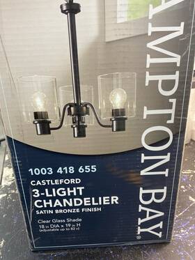 Hb2587-34 Hampton Bay Castleford 3-light Bronze Chandelier No Bulbs Included