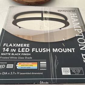 Hb36873cct-43 Hampton Bay Flaxmere 14 Inch Modern Matte Black Cct Integrated Led Flush Mount
