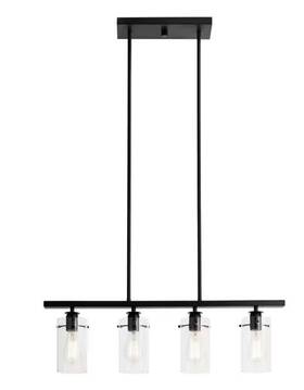 Hd4969a3 Hampton Bay Hd4969a 4-lights Matte Black Clear Glass Kitchen Island Chandelier