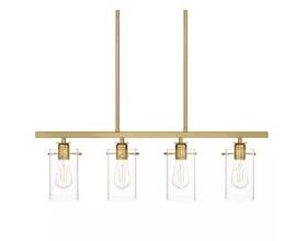 Hd4969a4 Hampton Bay Regan Brushed Gold Linear Chandelier With Clear Glass Shades-used