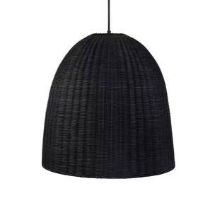 Hd5887a4 Hampton Bay Highler 1-light Matte Black Pendant With Rattan Shade