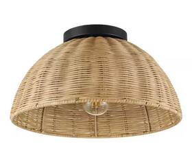 Hd5887e3 Hampton Bay Highler 13 In Matte Black Flush Mount Light With Natural Ratan Shade
