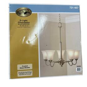 Hon8115a Hampton Bay Creekford 5 Light Brushed Nickel Chandelier 721 607 New In Box