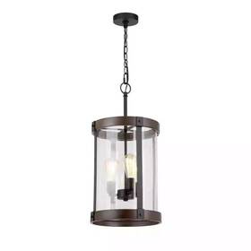 Kzh8903ax-01 Hampton Bay Kzh8903ax-01/db Collier 3-light Matte Black And Darker Brown Outdoor Pendant Light