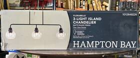 Lbz8303ax-03 Hampton Bay Lbz8303ax-03/mb Florabelle 3-light Island Pendant Light Matte Black Clear Globe Glass Shades