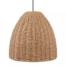Ol7-231tneh-160 Hampton Bay Hemmens 1-light Black Outdoor Pendant Light With Tan Resin Wicker