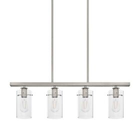 Hd4969a1 Hampton Bay Regan 4-light Clear Glass Shades Brushed Nickel Island Chandelier