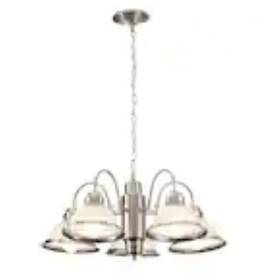 63in-frosted Hampton Bay Wb0390/sc-1 5-light Brushed Nickel Chandelier-adjustable Up To Ribbed Glass-new