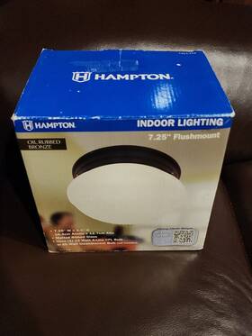 7311-619 Hampton Products Indoor Lighting 7.25 Flushmount Oil Rubbed Bronze - Matted Ribbed Glass