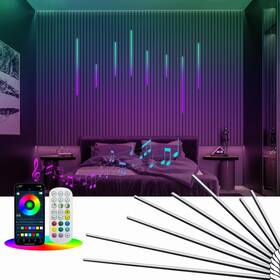 Ham-rgbwpl-008 Hamrvl Black Rgb Ic Smart Recessed Lighting Kit - 8pcs Wall Panel Lights For Acousti