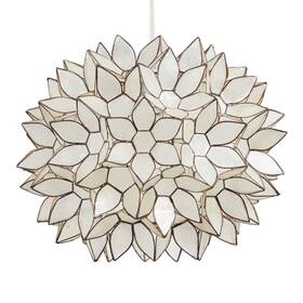 Handmade 749403008915 Natural White Capiz Shell/bronze Ceiling Pendant Light - Seaside/nautical Lamp