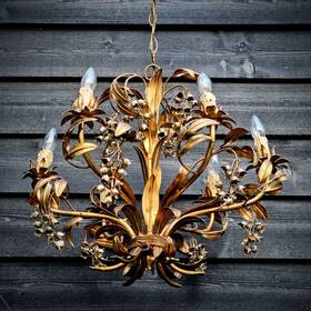 769acb73-0368-4 Hans K Gl Tole Chandelier Pioggia Dftoro 6 Light Gold And Silver Wisteria Flowers