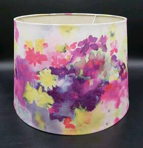 Hd836-12 Happy Homewares Bright Watercolor Drum Lampshade Uno Attachment Pink Purple Yellow Large 10 Inch