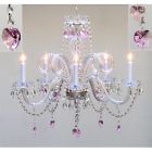 Harrison Lane Pink Crystal Chandelier Hanging Glass Ceiling Childrens Bedroom 5 Pendent Light 717109975442