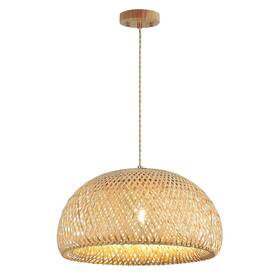 3602-1a Hchunqjor Bamboo Large Pendant Light Fixture 17.8 Inch One-light Adjustable Rustic Bask
