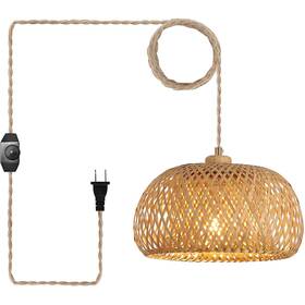 H3601-1p Hchunqjor Bamboo Plug In Pendant Light With 14ft Handmade Woven Cord Di