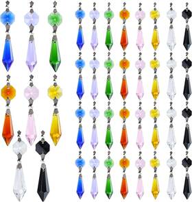 Hdcrystalgifts 711181101713 40pcs Rainbow Colors Crystal Icicle Pendant Chandelier Teardrop P