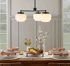 324-00-1845 Hearth & Hand And With Magnolia 3-arm Milk Glass Chandelier Ceiling Light - Black