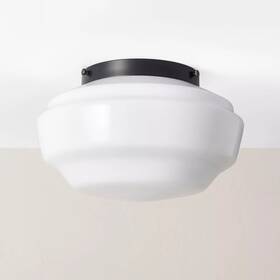 324-00-9138 Hearth & Hand And White Milk Glass Black Celling Light 8.5 Inch Drop Flush Mount