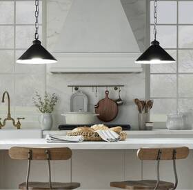 88503689 Hearth & Hand With Magnolia And Set Of 2 Black Finish Metal 12 Inch Pendant Ceiling Lights New