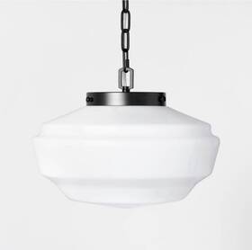 88531426 Hearth & Hand With Magnolia Milk Glass Adjustable Pendant Ceiling Light Black Finish And