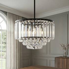 H5-8d Helitemis Crystal Chandelier 3-light Modern Black Pendant Light For Dining Room Kitchen