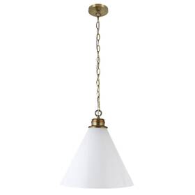 Henn&hart 810062536405 Canto 15.88 Inch Wide Pendant With Glass Shade In Brass/white Milk