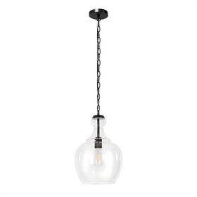Pd0273 Henn&hart 11 Inch Wide Pendant With Glass Shade In Blackened Bronze/clear Flush M