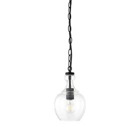 Pd1074 Henn&hart 7 Wide Pendant With Glass Shade In Blackened Bronze/clear Flush Mount
