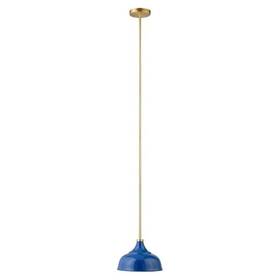 Pd1440 Henn&hart Mackenzie 10.75 Wide Pendant With Metal Shade In Blue/brass/