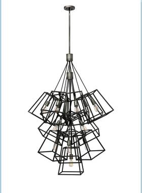 3358dz Hinkley Lighting Fulton 13 Light 33.5 Inch Aged Zinc With Antique Nickel Indoor Foyer