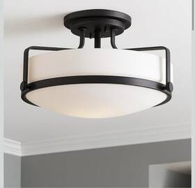 3641bk Hinkley Lighting 3641 Harper 3 Light 15 Inch W Semi-flush Bowl Ceiling - Black