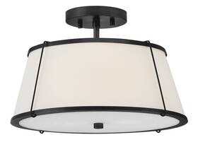 4893bk Hinkley Lighting 4893 Clarke 2 Light 15 Inch W Semi-flush Ceiling - Black / Off-white