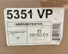 5351-vp Hinkley Lighting 5351 Vp Flush Mount Vintage Pewter Frosted Glass New